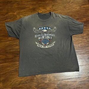 Harley-davidson Men's Grey and Black T-shirt